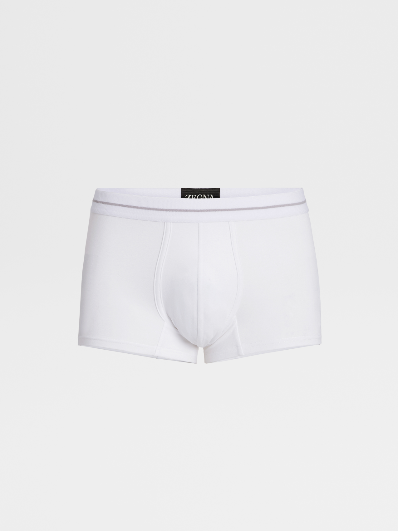 White Stretch Cotton Blend Trunks